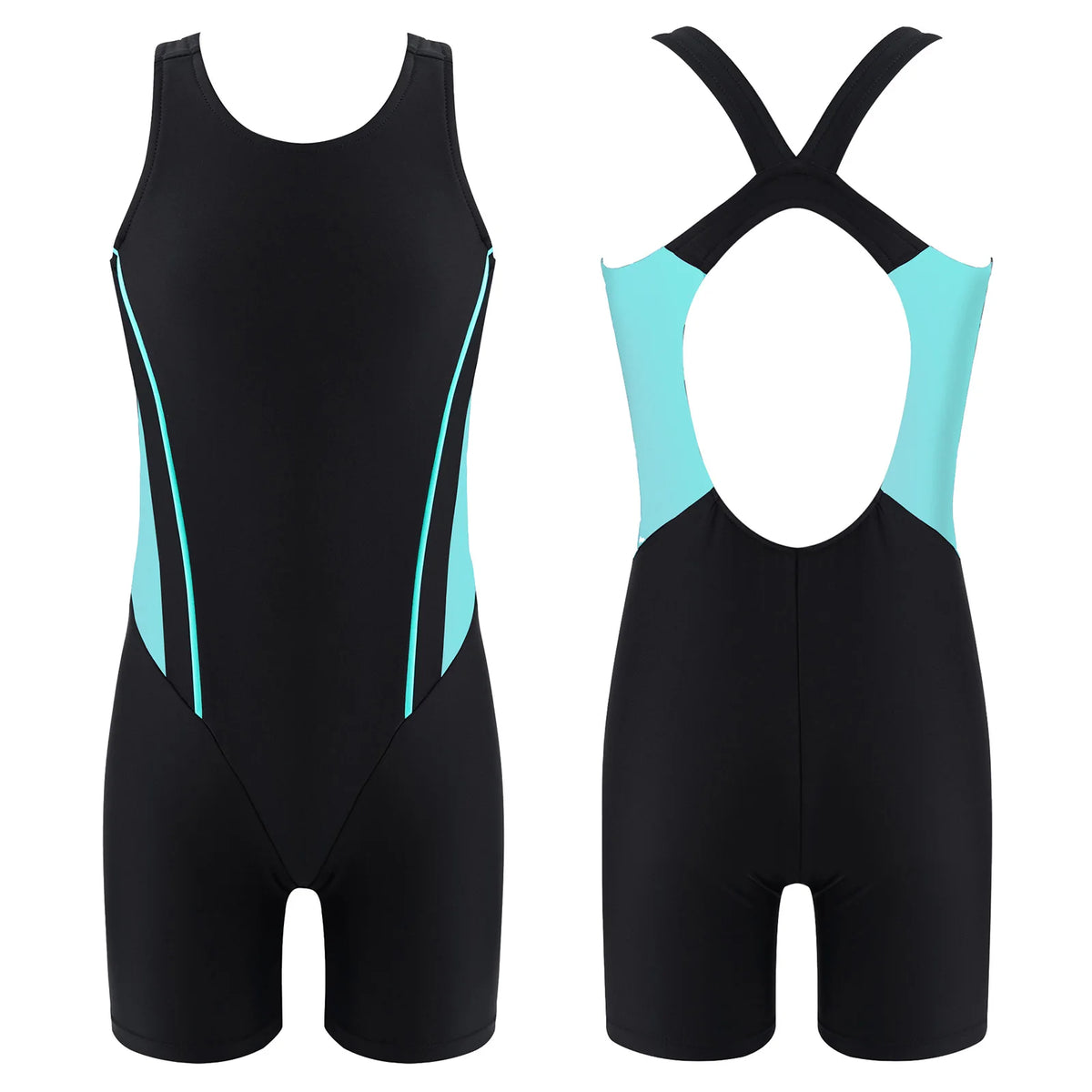 Girls Sleeveless Rashguard One Piece Swimsuit Jumpsuit