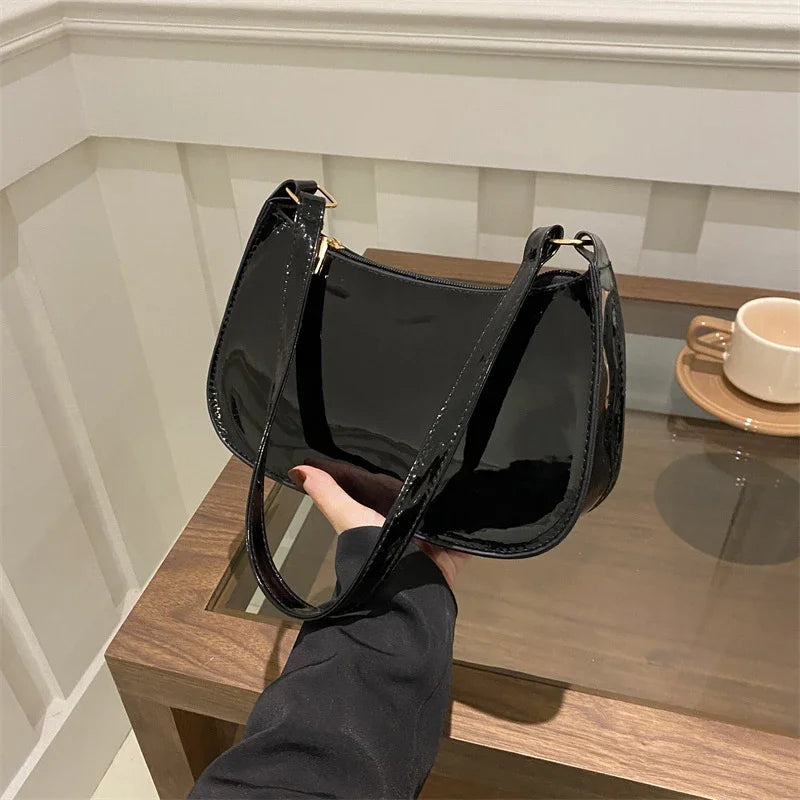 Retro Color PU Leather Shoulder Bag Womens Casual Handbag