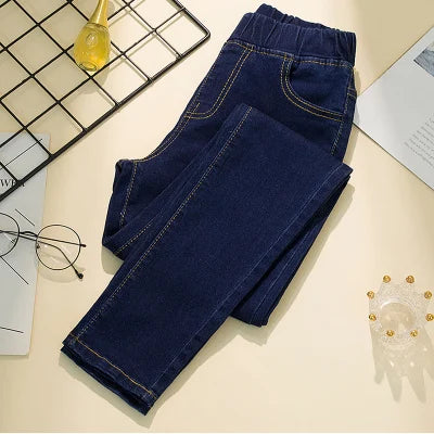 Black 6XL Womens Elastic Waist Jeans Slim Stretch Denim