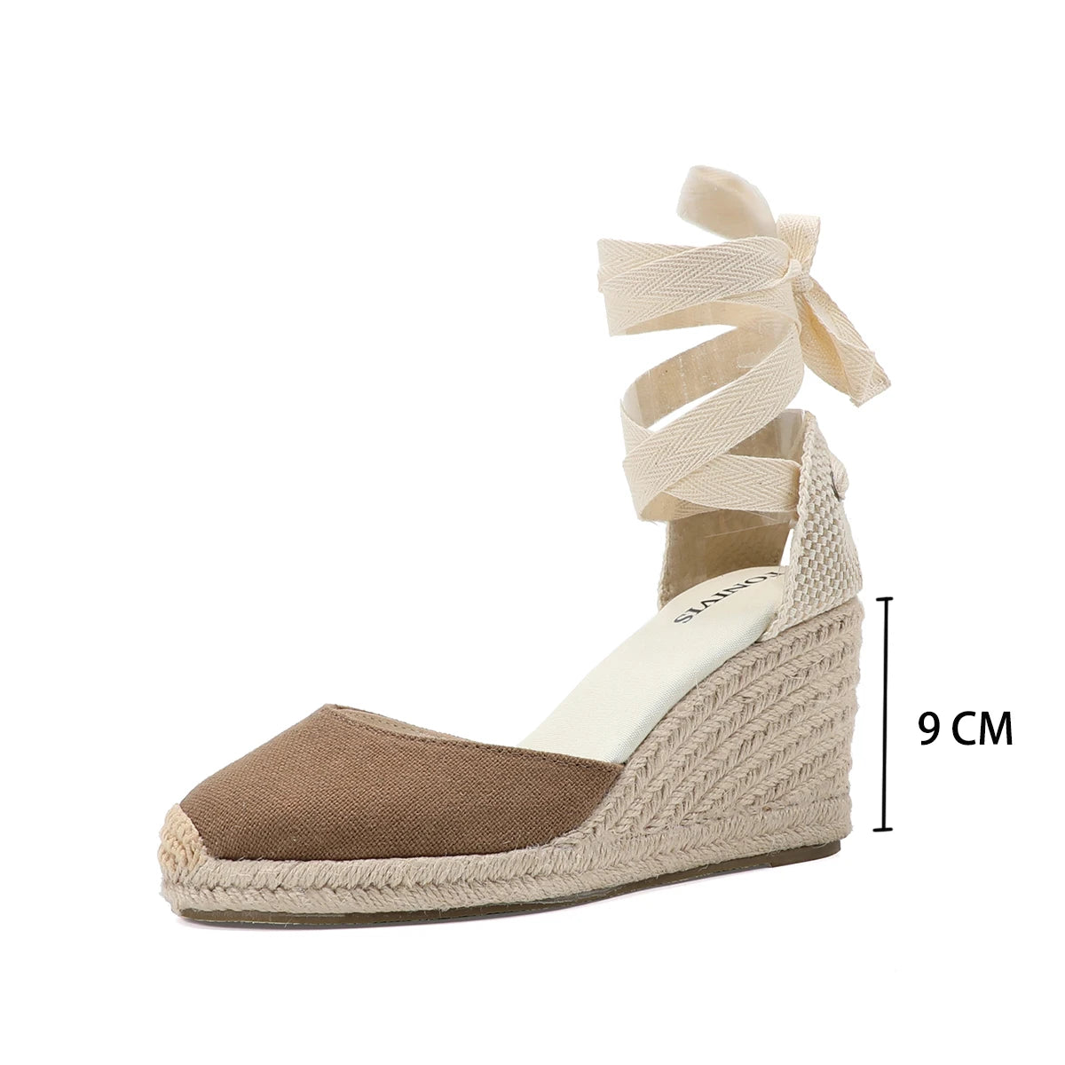 Womens Wedges Espadrille Sandals Red Ankle Strap 7-9cm