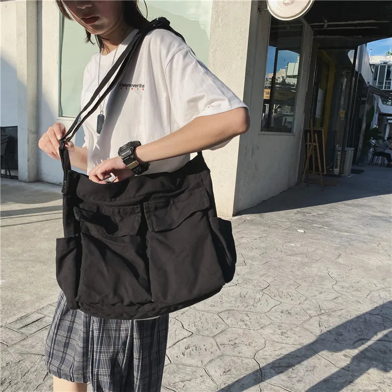 Canvas Girl Handbag For Teens Shoulder Bag Crossbody Purse