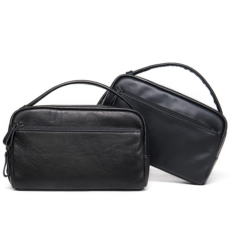 Soft Cow Leather Business Handbag Large Capacity Black