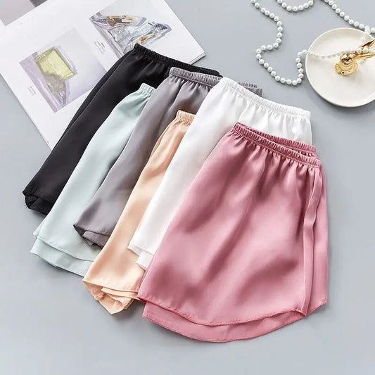 Ice Silk Safety Shorts Women Summer Sleep Bottoms Pajama