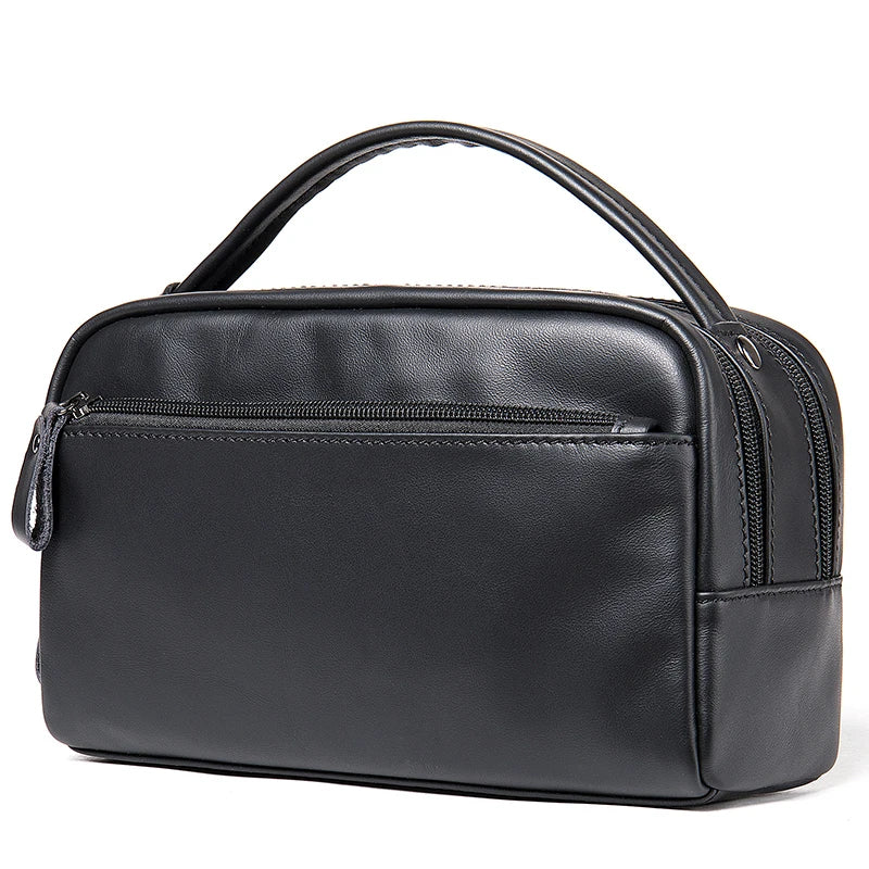 Soft Cow Leather Business Handbag Large Capacity Black