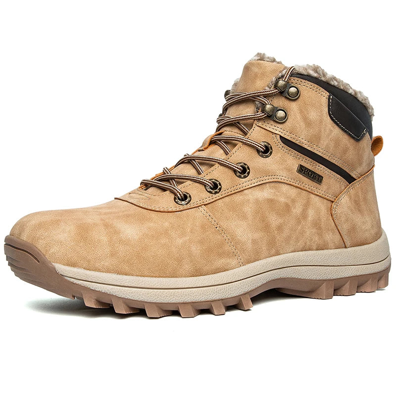 Winter Waterproof Men Boots Plush Warm Snow Ankle Shoes