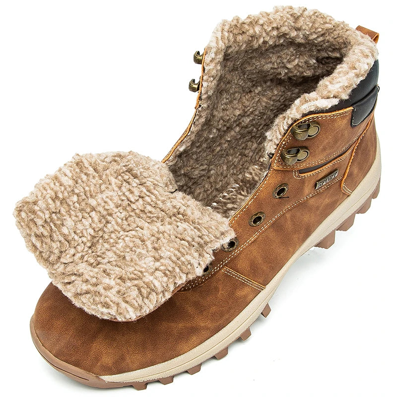 Winter Waterproof Men Boots Plush Warm Snow Ankle Shoes