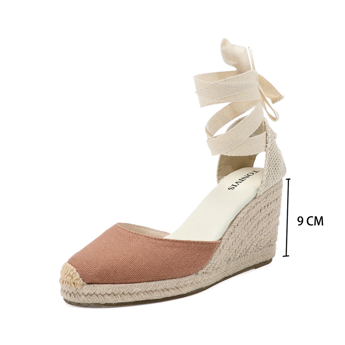Womens Wedges Espadrille Sandals Red Ankle Strap 7-9cm