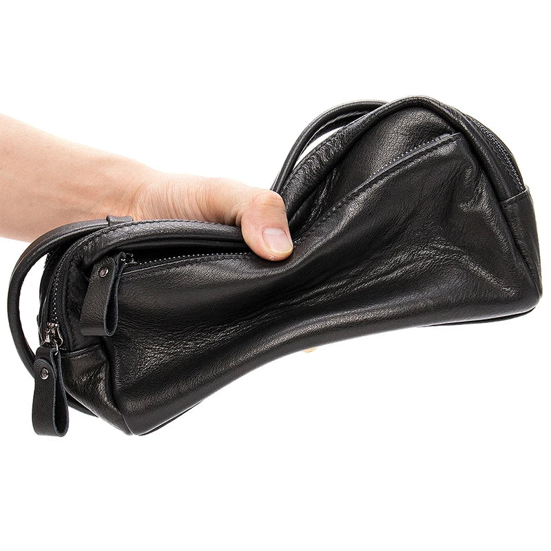 Soft Cow Leather Business Handbag Large Capacity Black