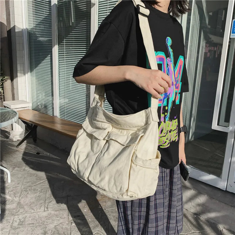 Canvas Girl Handbag For Teens Shoulder Bag Crossbody Purse