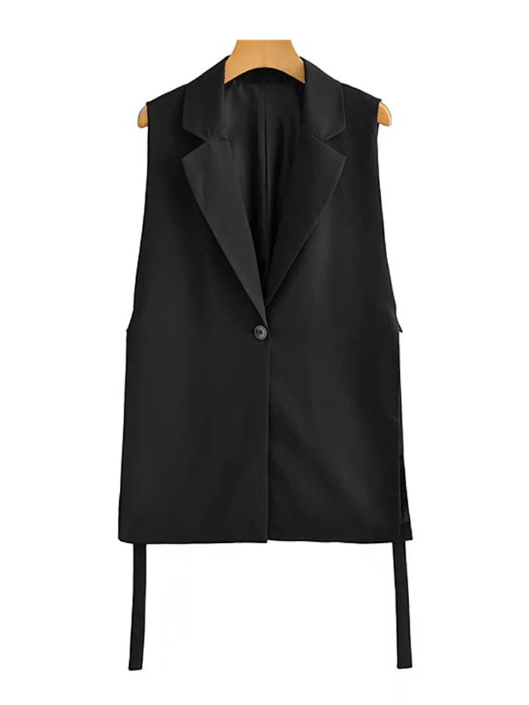 TRZA Women Waistcoat Vest Vintage Sleeveless Front Button