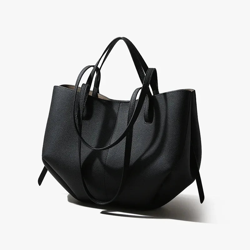 Luxury Designer Leather Bucket Bag for Women Large Capacity
