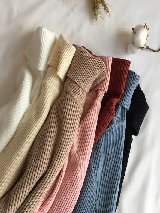 Autumn Winter Thick Women Sweater Long Sleeve Turtleneck
