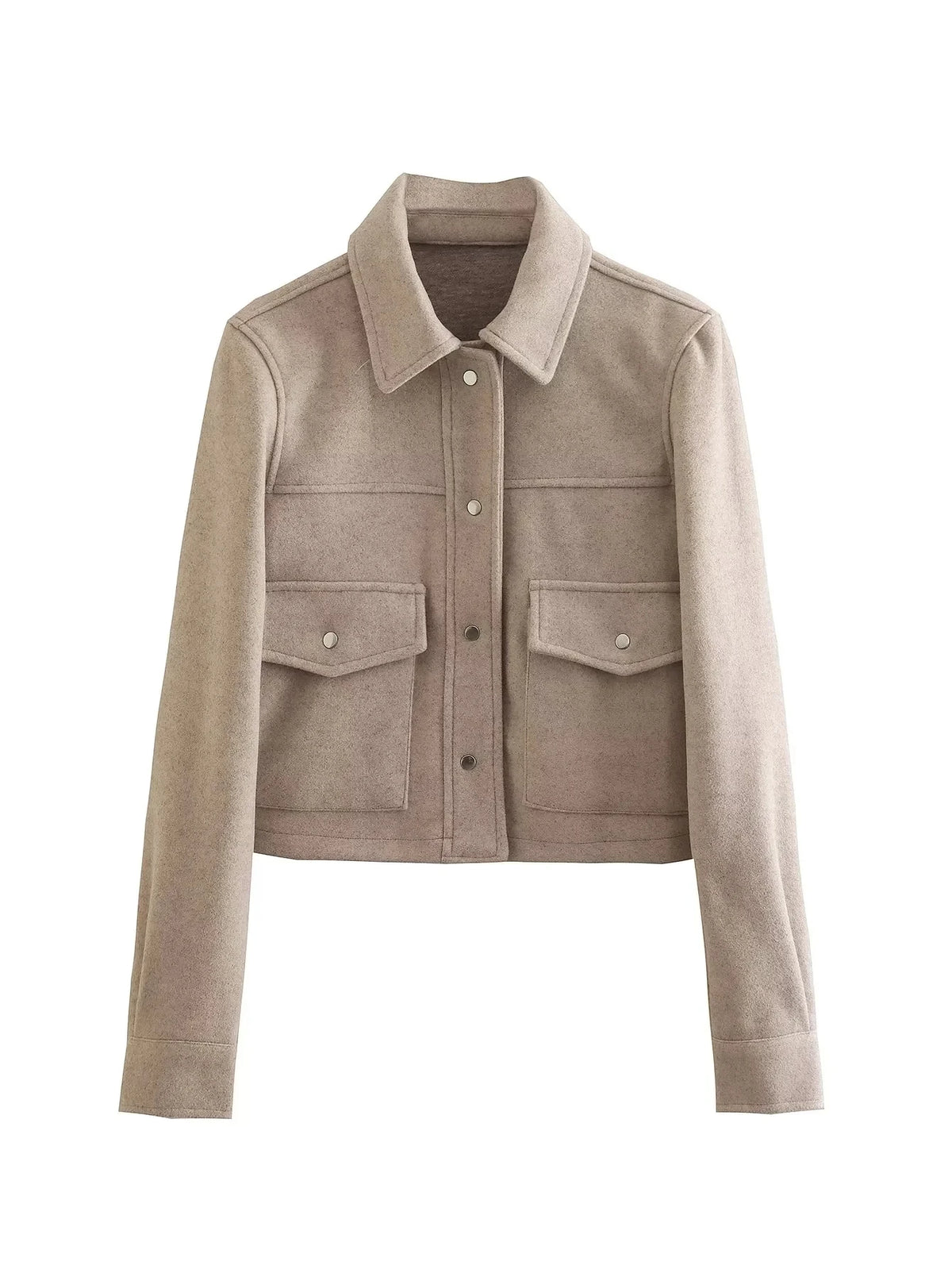 Trafza Womens Autumn Long Sleeve Jacket With Front Pockets
