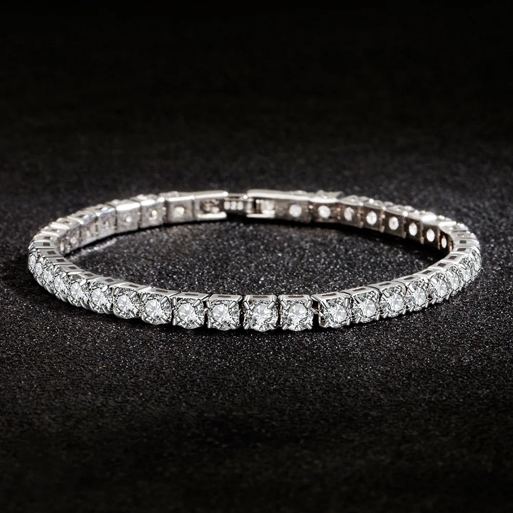 S925 Sterling Silver Zirconia Tennis Bracelet Women 16-20cm