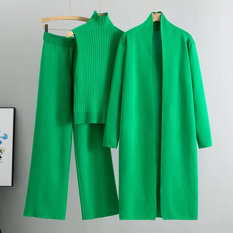 New 3 Piece Solid Tape Patch Tank Top Pants Set With Coat