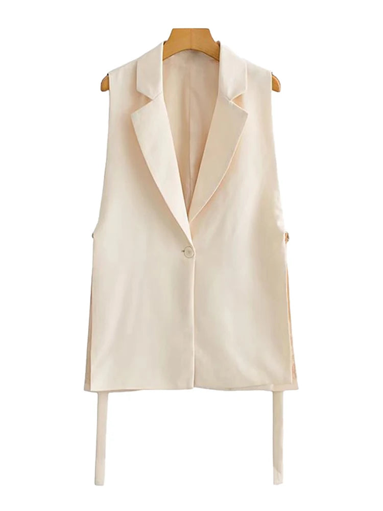 TRZA Women Waistcoat Vest Vintage Sleeveless Front Button