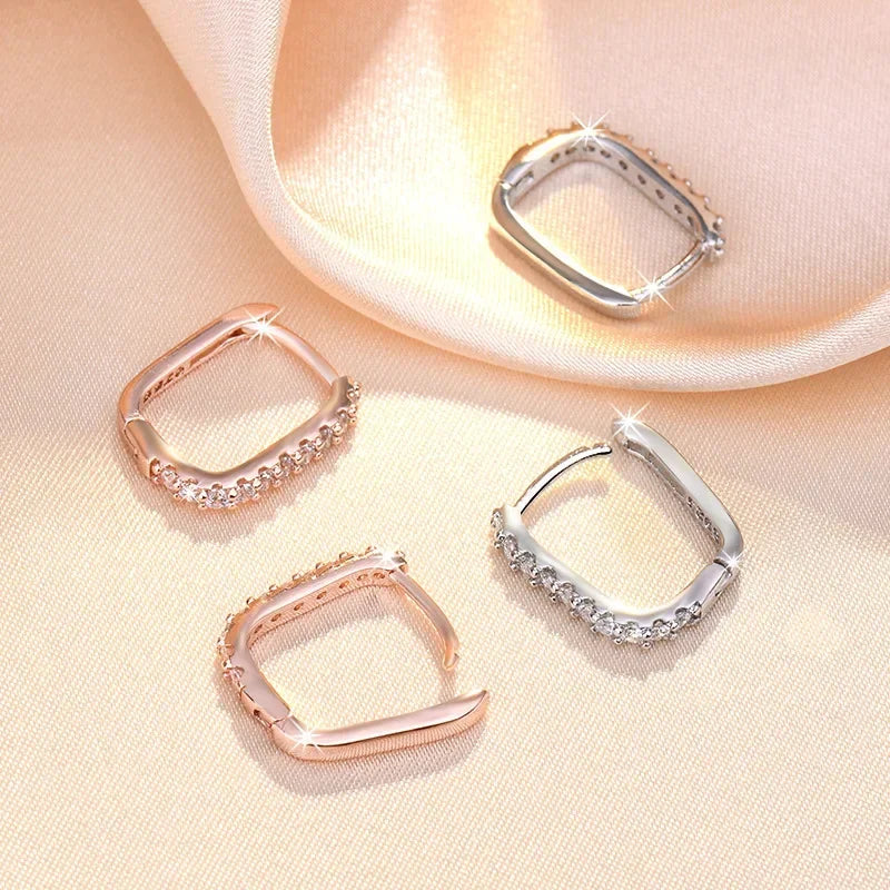 Sterling Silver Crystal Circle Hoop Earrings Wedding Gift