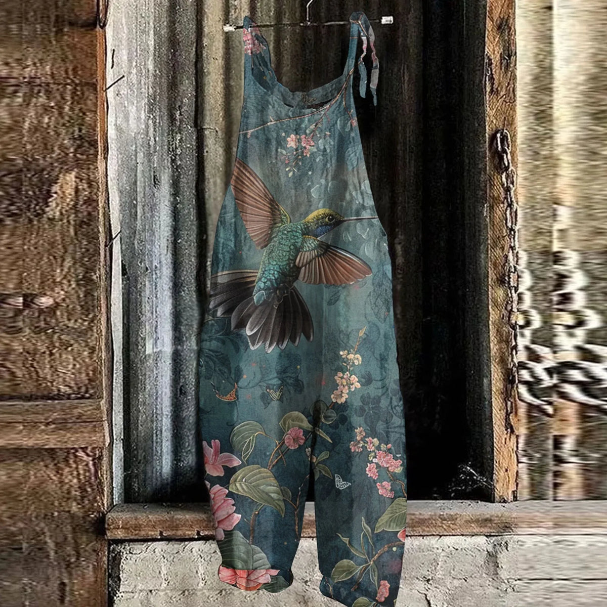 Floral Print Womens Jumpsuit Casual Loose Shoulder Strap