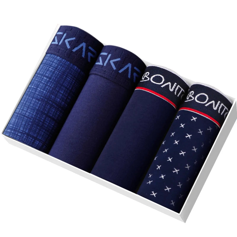 4 Pack Mens Boxer Shorts Cotton Underwear Set Soft Comfort