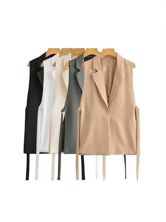 TRZA Women Waistcoat Vest Vintage Sleeveless Front Button