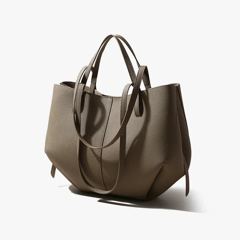Luxury Designer Leather Bucket Bag for Women Large Capacity