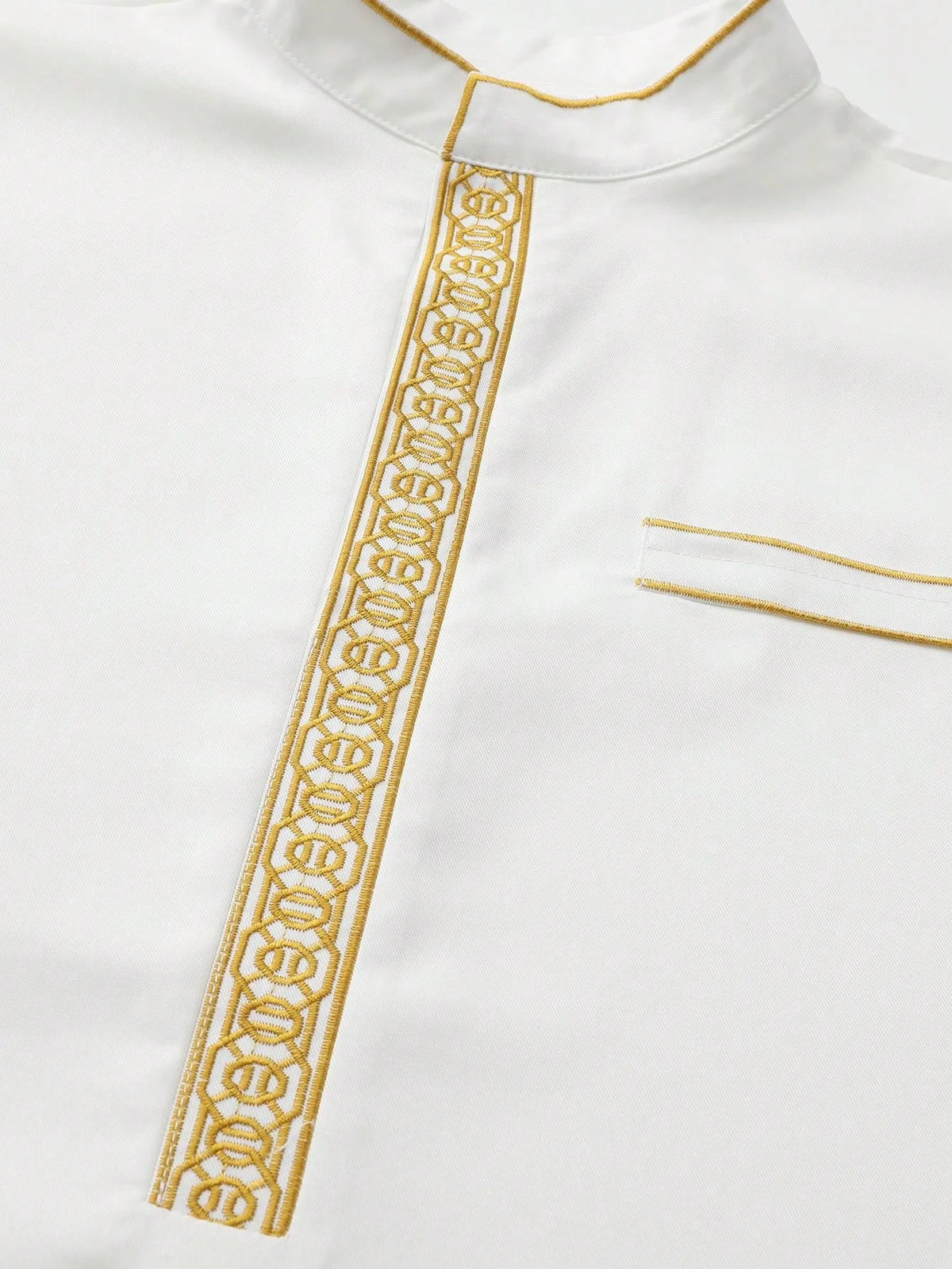 Luxury Islam Thobe For Arab Men Embroidered Stand Collar