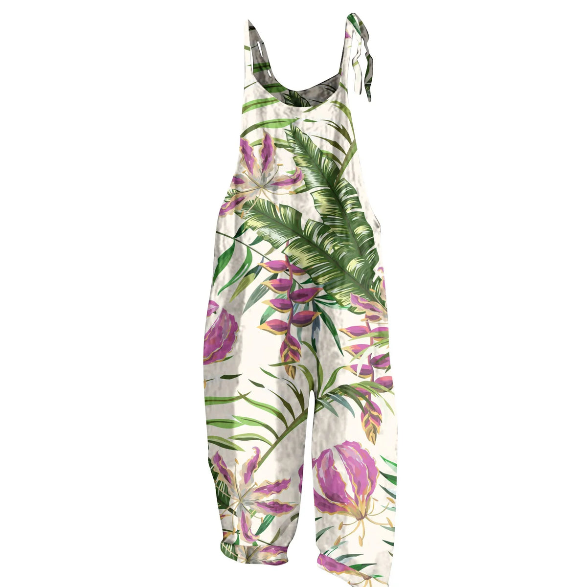 Womens Jumpsuit Print Casual Vintage Cotton Linen Summer