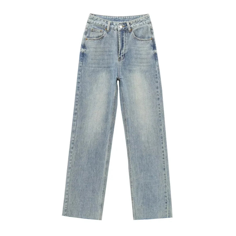 Traf Wide Leg High Waisted Jeans For Women Five Pockets