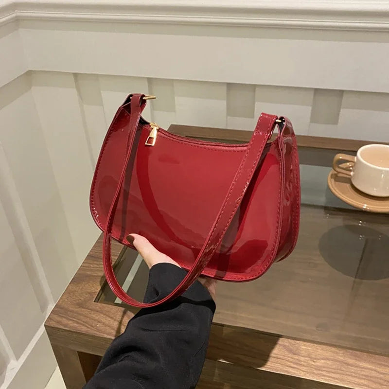 Retro Color PU Leather Shoulder Bag Womens Casual Handbag