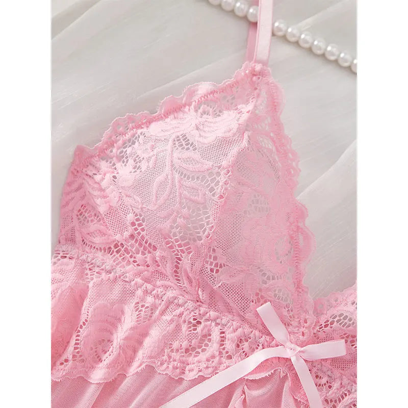 2025 Lace Sleeping Robe Nightgown Set Plus Size Sleepwear