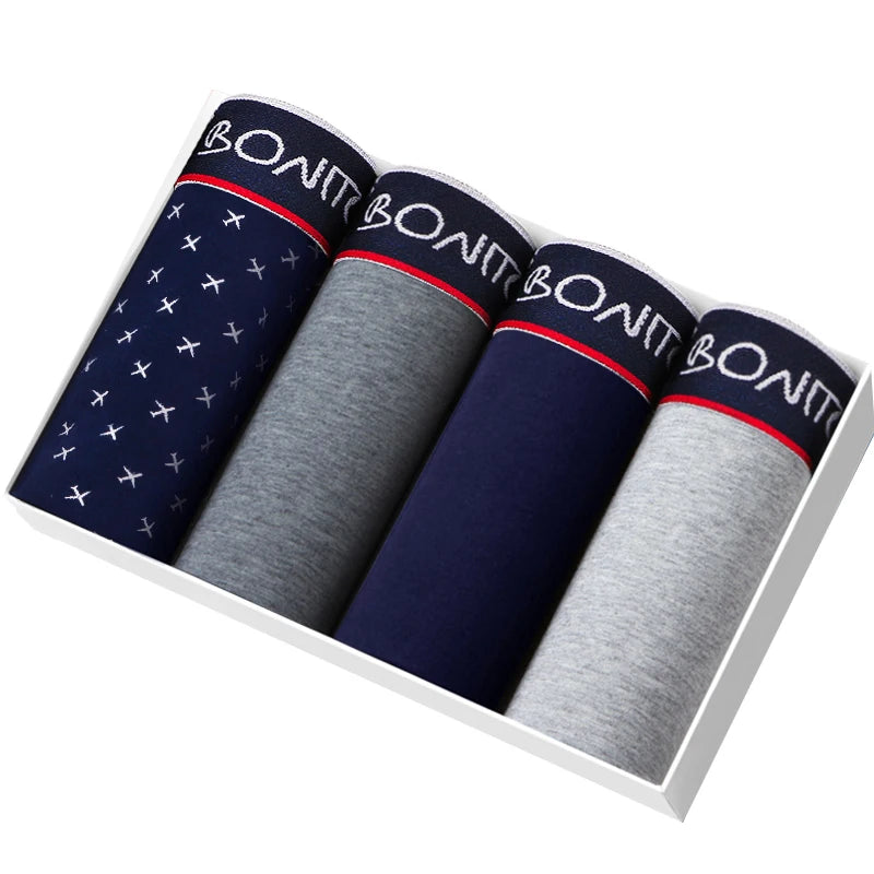 4 Pack Mens Boxer Shorts Cotton Underwear Set Soft Comfort