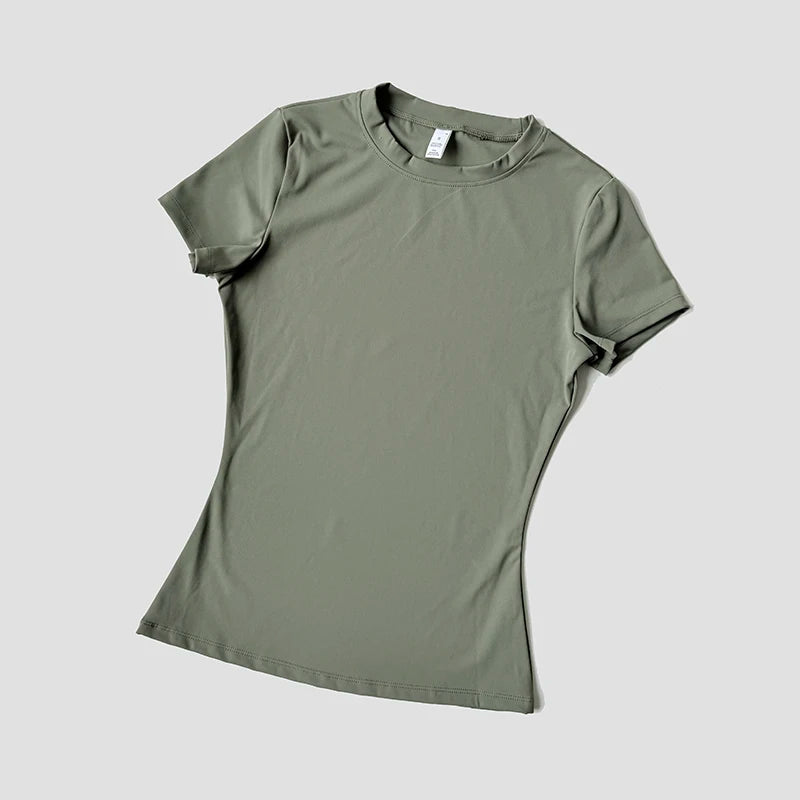 Women Yoga Top Seamless Sport Shirt Short Sleeve Gym Wear