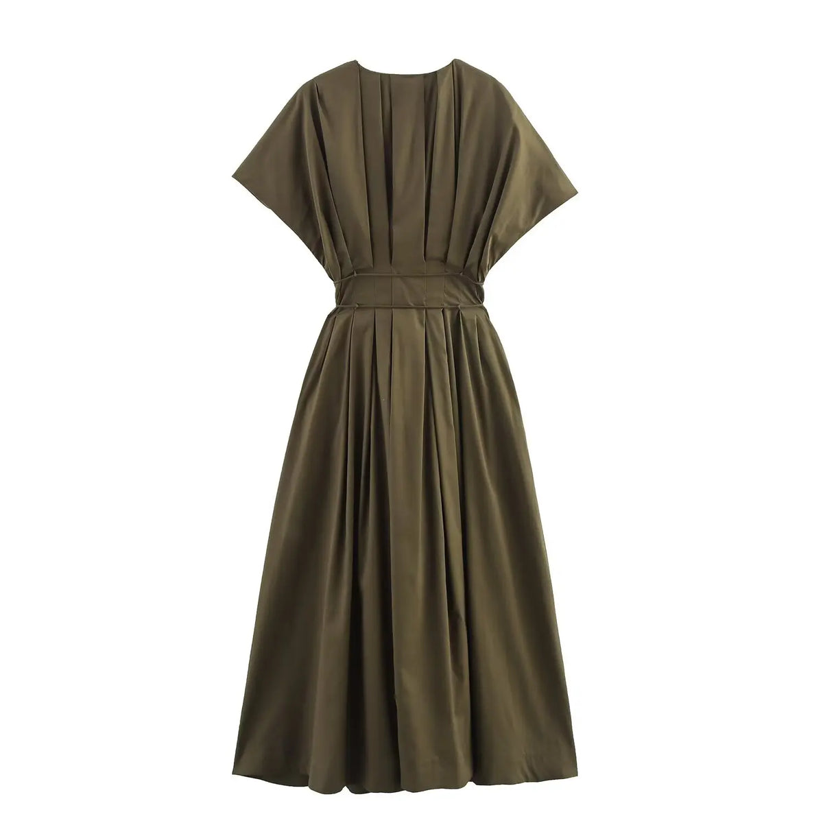 Womens Casual Summer Dress With Draped Sleeves And Collar