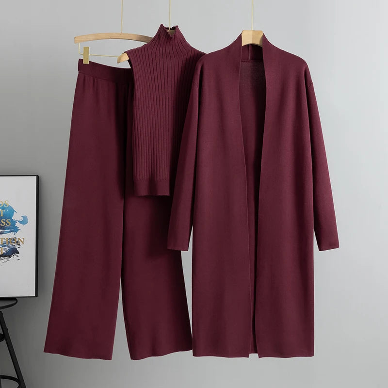 New 3 Piece Solid Tape Patch Tank Top Pants Set With Coat