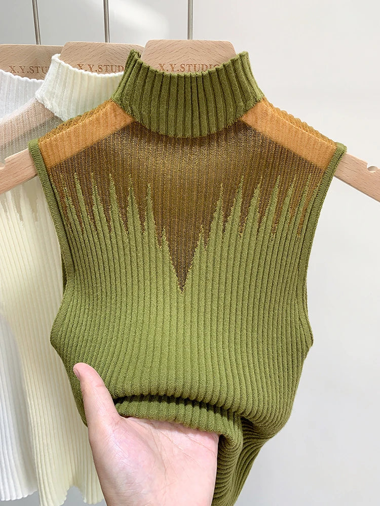 Mesh Knitted Tank Top Women Y2K Sleeveless Chic Streetwear