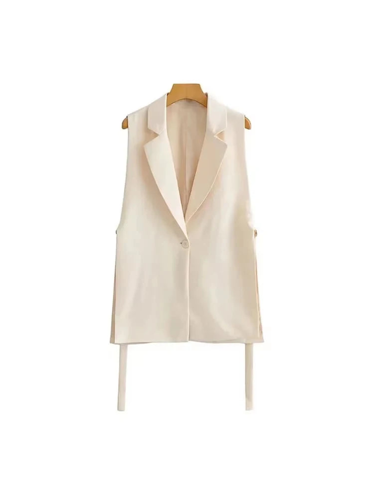 TRZA Women Waistcoat Vest Vintage Sleeveless Front Button