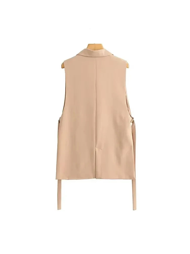 TRZA Women Waistcoat Vest Vintage Sleeveless Front Button