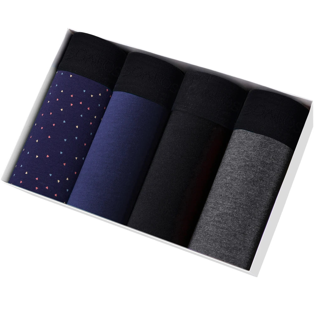 4 Pack Mens Boxer Shorts Cotton Underwear Set Soft Comfort