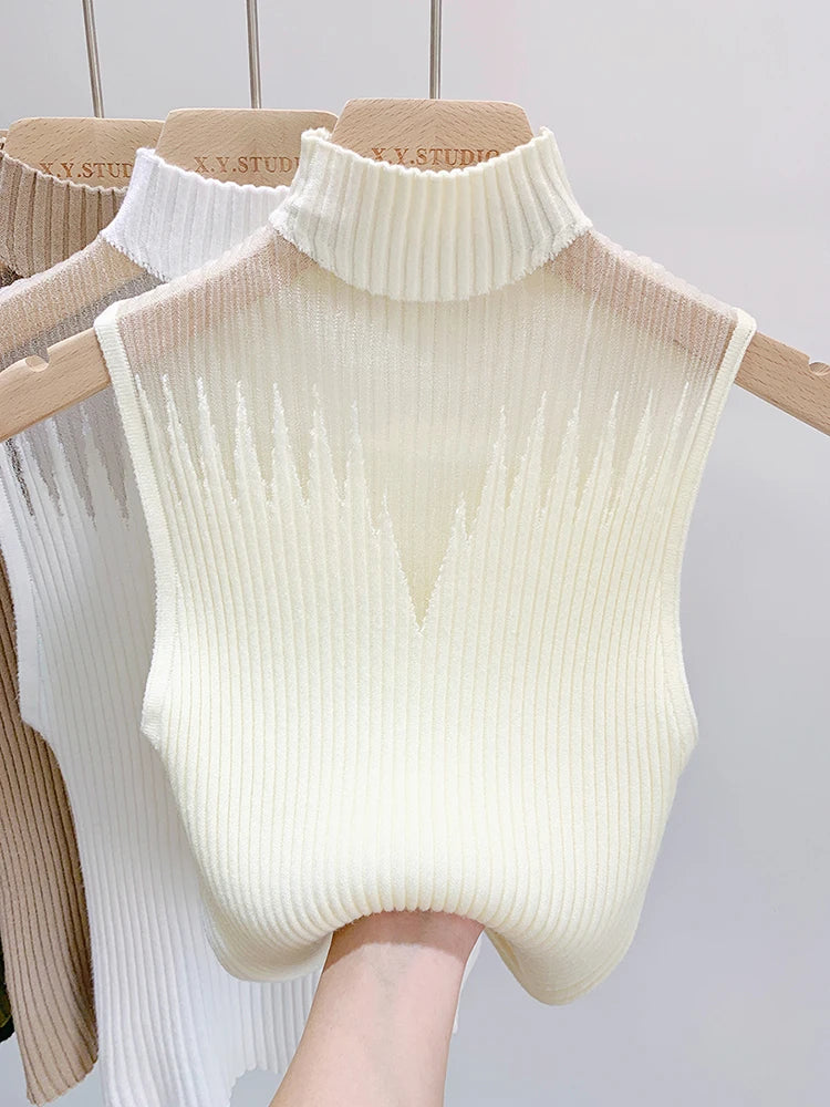 Mesh Knitted Tank Top Women Y2K Sleeveless Chic Streetwear