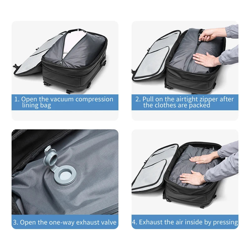 Men Travel Laptop Backpack 17 Inch Vacuum Compression