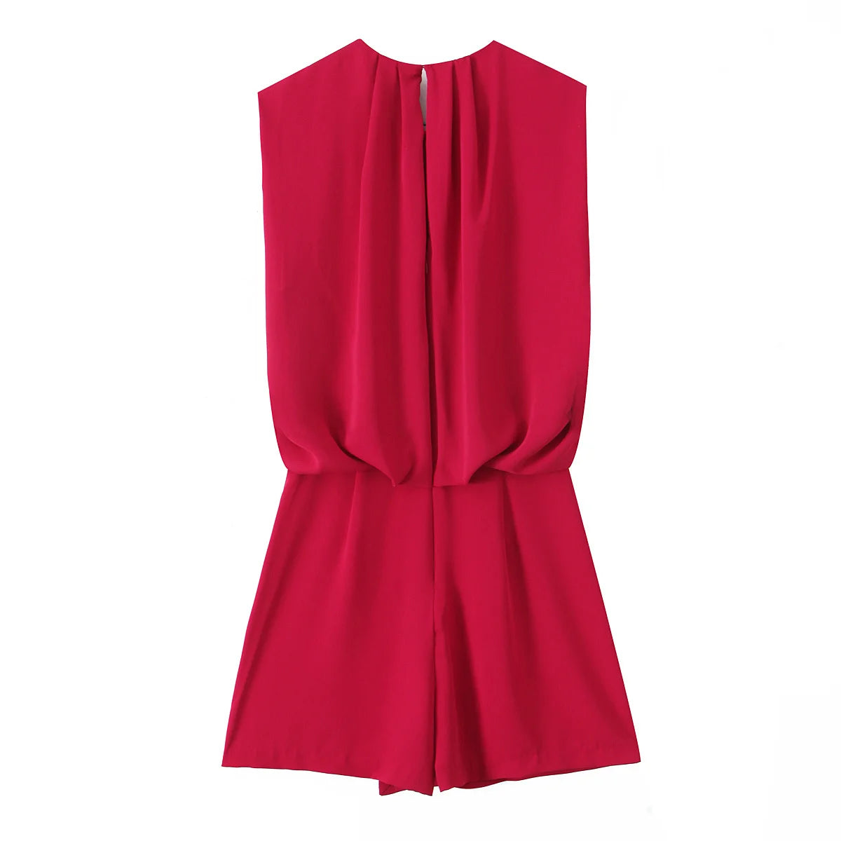 Traf Women 2025 Spring Tongle Short Jumpsuit Round Neck Fit