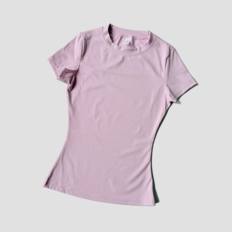 Women Yoga Top Seamless Sport Shirt Short Sleeve Gym Wear