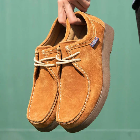 Autumn Men Casual Suede Leather Lace Up Sneakers Comfort