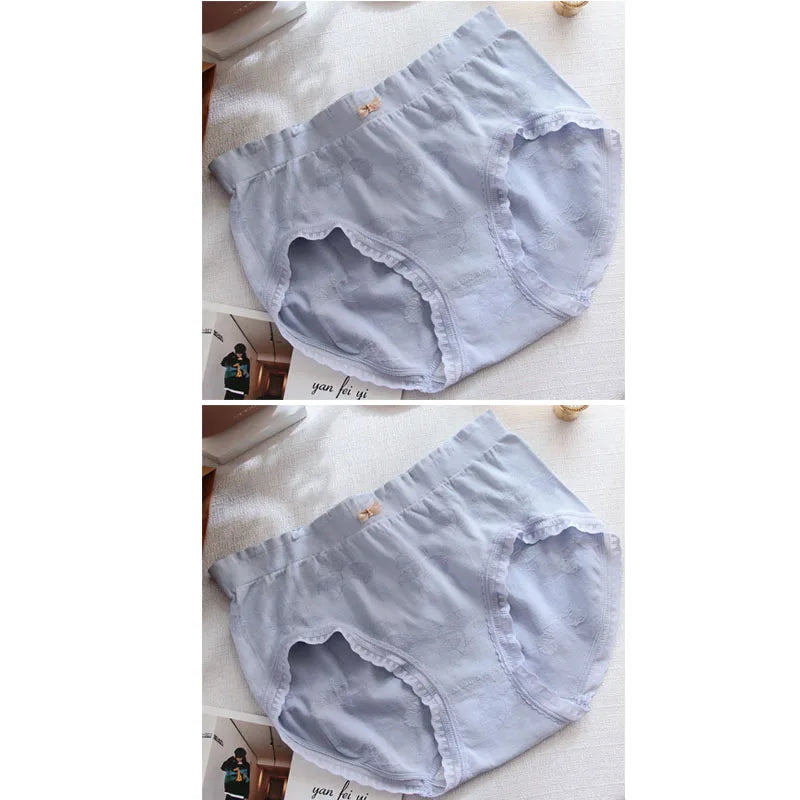 2 Pack Lace Wavy Trim Panties Womens Comfort Underwear