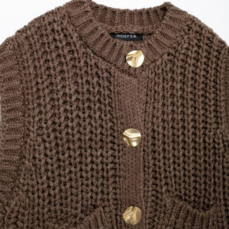 HXAO Womens Sleeveless Brown Knit Vest Cropped Preppy Style
