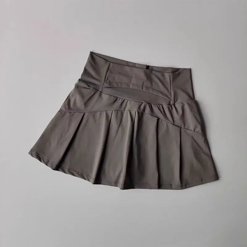 Women High Waist Tennis Skirt With Built In Shorts Gym Yoga