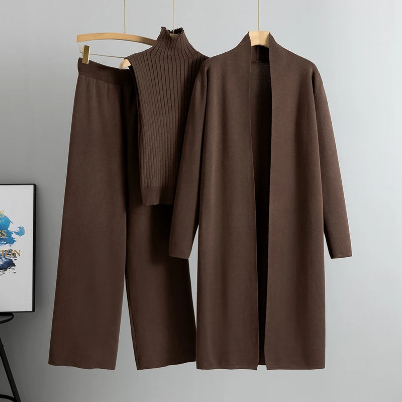 New 3 Piece Solid Tape Patch Tank Top Pants Set With Coat