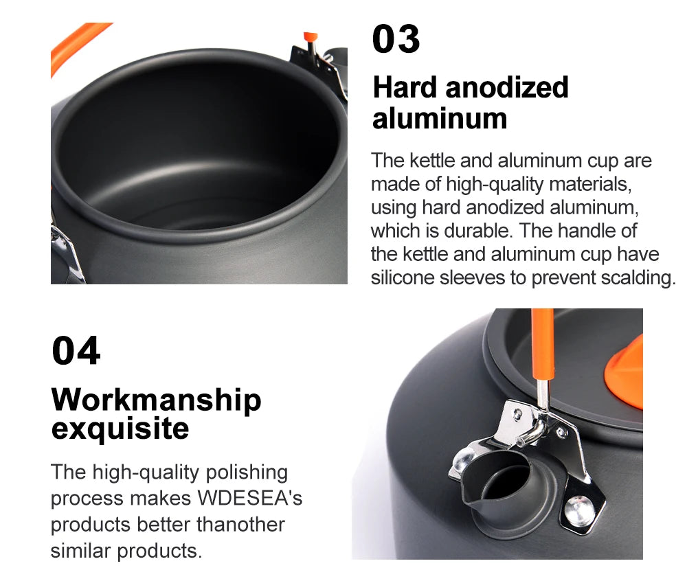Camping Tableware Outdoor Cookware Set Pots Tourist Kettle Coffee Cup Filte Kitchen Equipment Gear Utensils Hiking Picnic Travel