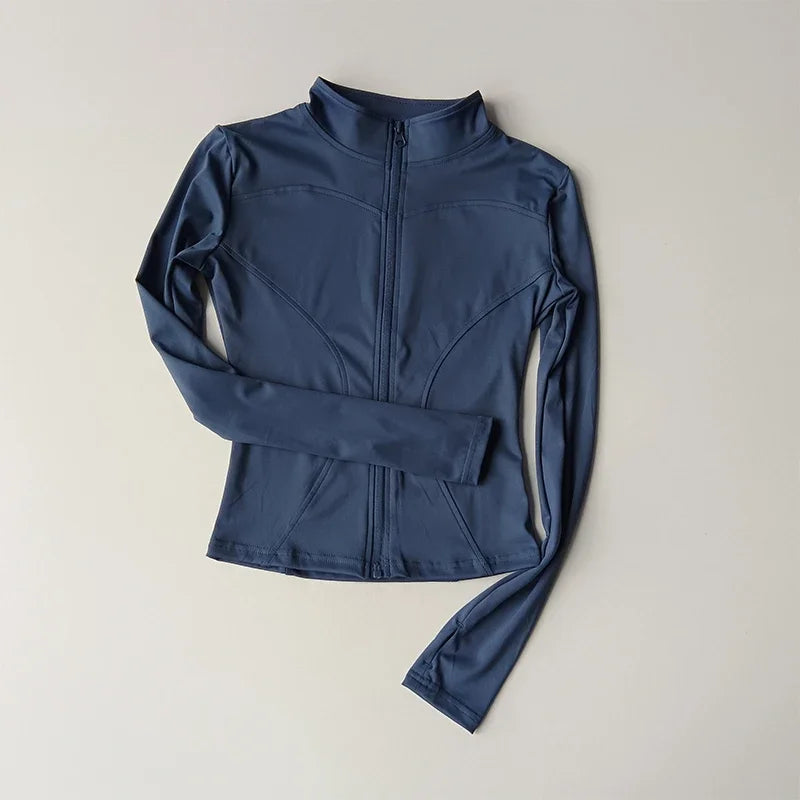 New Slim Winter Yoga Jacket For Women Long Sleeve Top