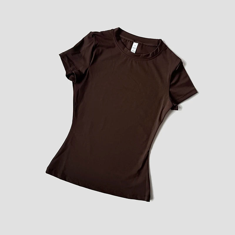 Women Yoga Top Seamless Sport Shirt Short Sleeve Gym Wear